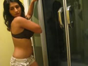 Armenian girl striptease in the bathroom
